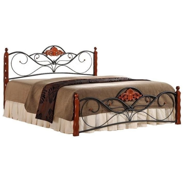 Tweepersoonsbed Valentina 160x200 cm zwart met kers