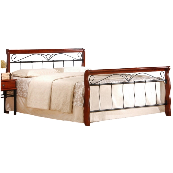 Tweepersoonsbed Veronica 160x200 cm zwart met kers