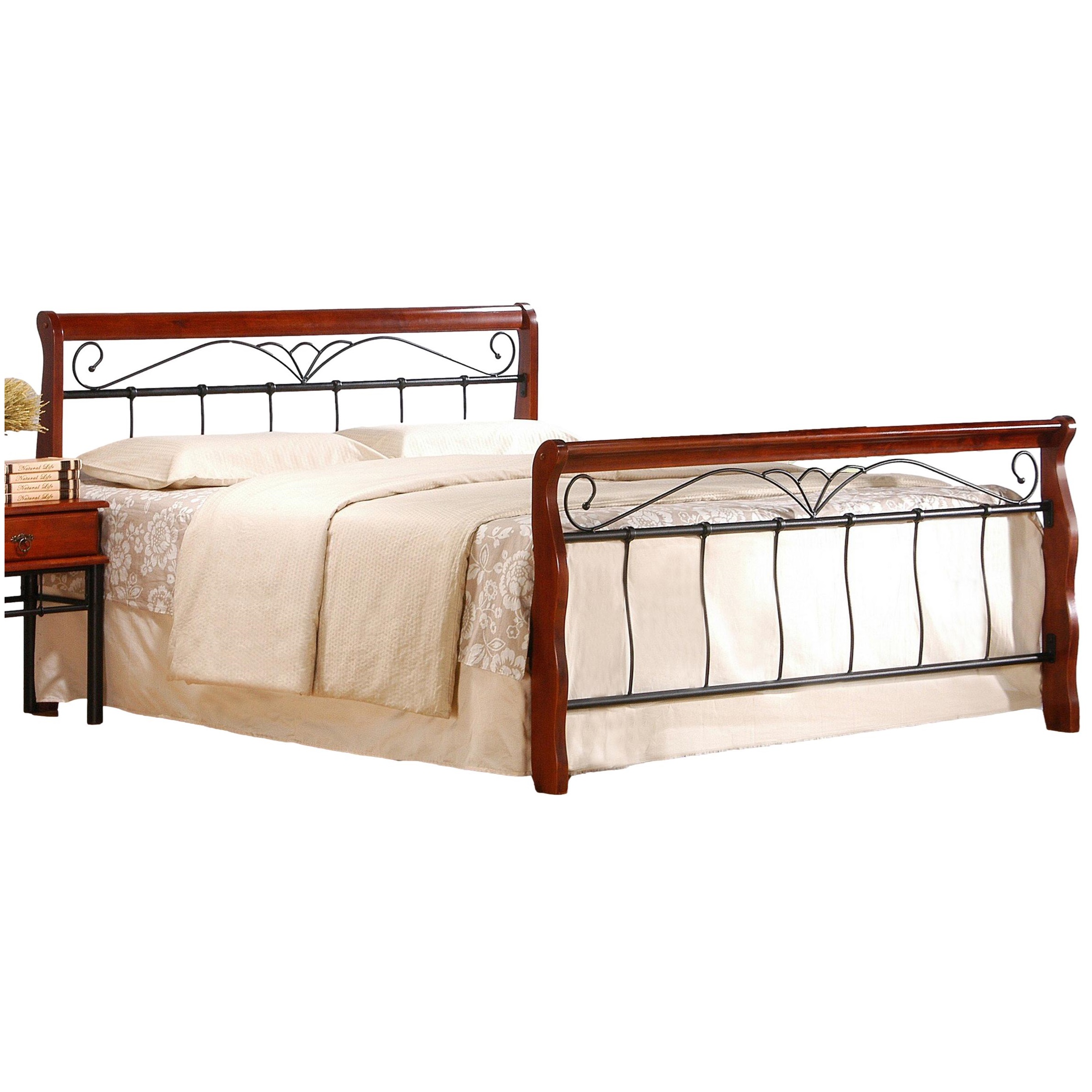 Tweepersoonsbed Veronica 160x200 cm zwart met kers