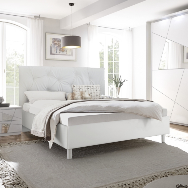 Tweepersoonsbed Vittoria 160x200 cm mat wit