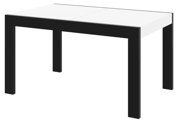 Uitschuifbare eettafel Imperia 140 tot 240 cm breed in hoogglans wit met zwart