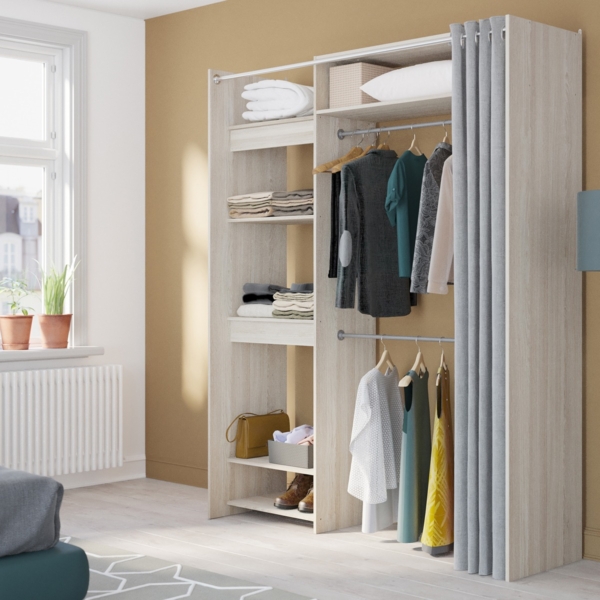 Uitschuifbare Open kledingkast Odeon 112 tot 168 cm breed - Shannon eiken