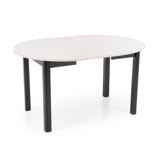 Uitschuifbare ronde eettafel Ringo 102 tot 142 cm breed crème met zwart