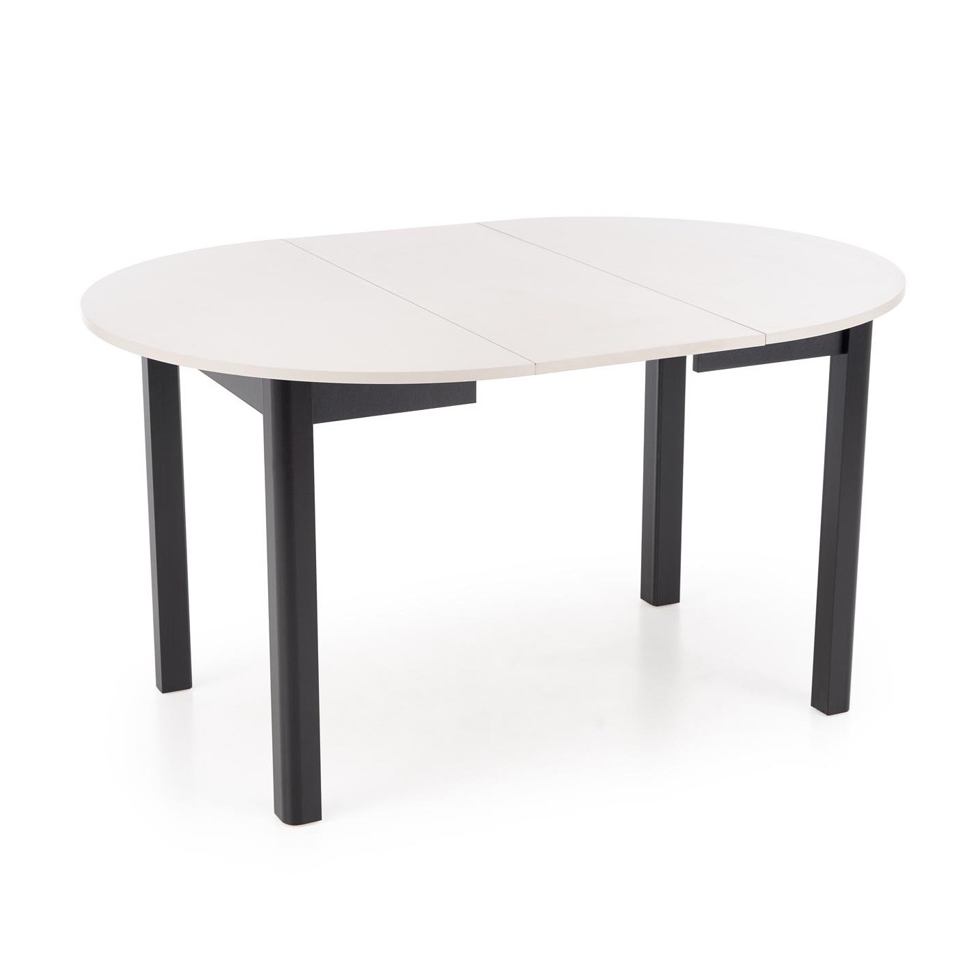 Uitschuifbare ronde eettafel Ringo 102 tot 142 cm breed crème met zwart