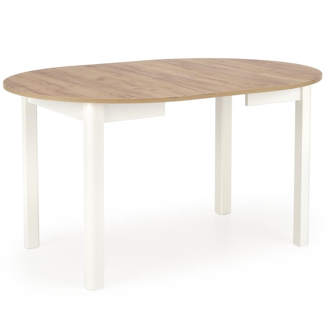 Uitschuifbare ronde eettafel Ringo 102 tot 142 cm breed eiken met wit