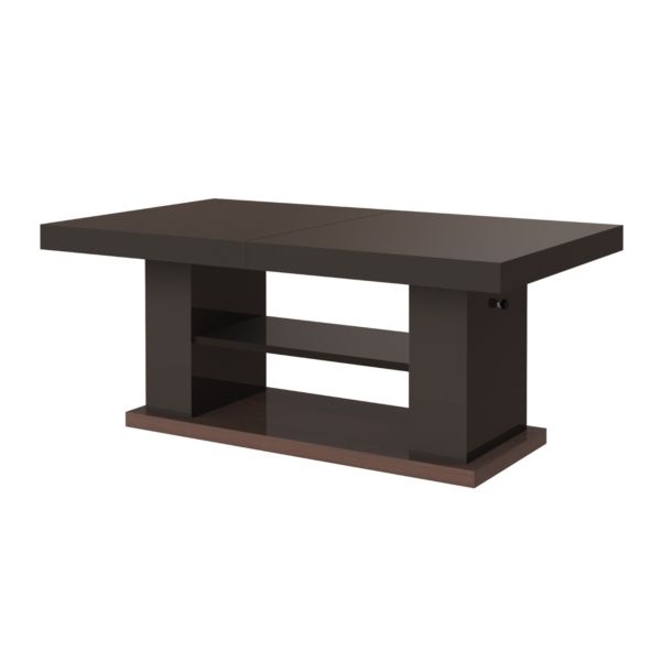 Uitschuifbare salontafel Matera 120 tot 170 cm breed in Hoogglans bruin