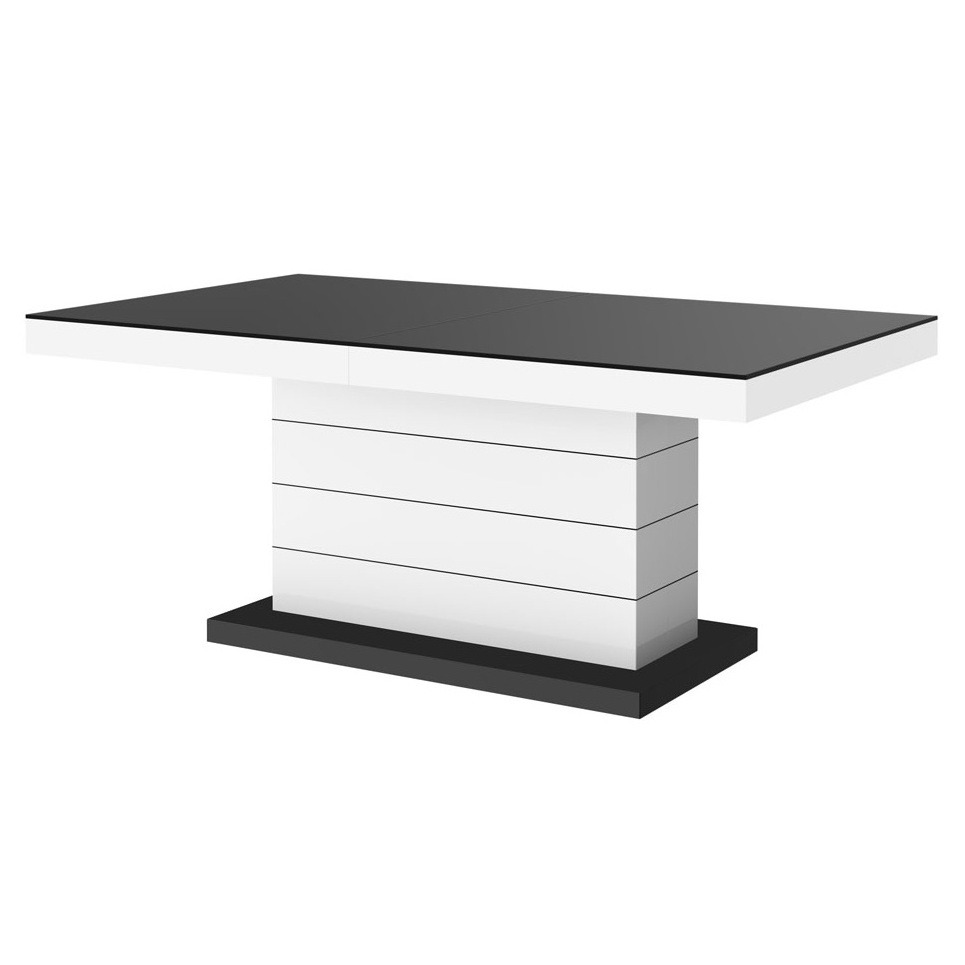 Uitschuifbare salontafel Matera Lux 120 tot 170 cm breed in mat zwart met wit