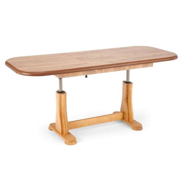 Uitschuifbare salontafel Tymon 125 tot 164 cm breed in ambachtelijk eiken