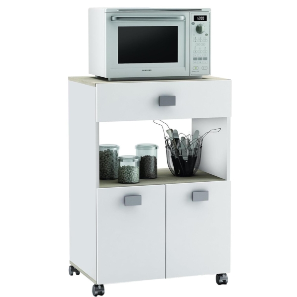 Verrijdbaar keukenkast Roma 90 cm hoog in wit