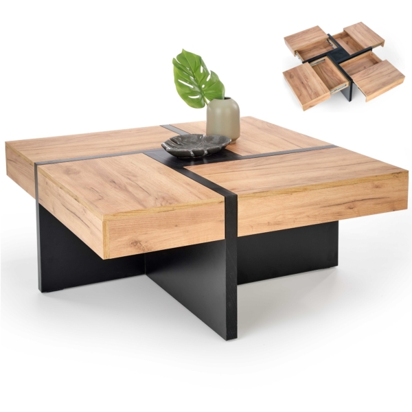 Vierkant salontafel Sevilla 100x100 cm met lades