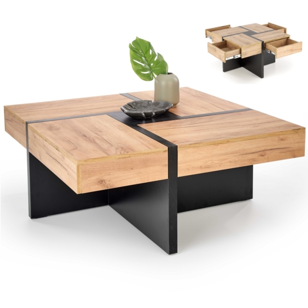 Vierkant salontafel Sevilla 80x80 cm met lades