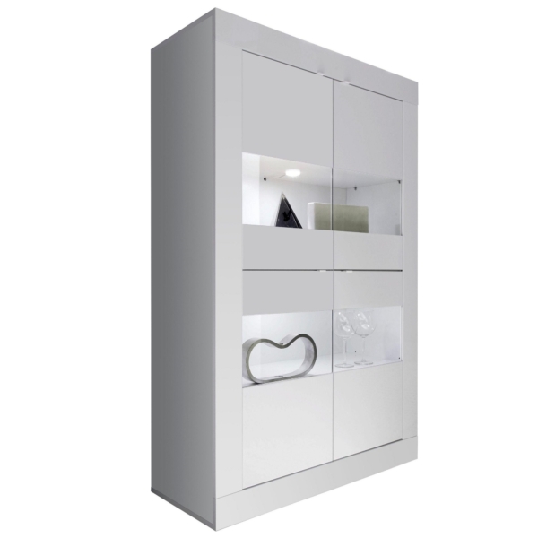 Vitrinekast Basic 162 cm hoog hoogglans wit