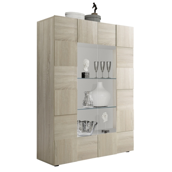 Vitrinekast Dama 166 cm hoog in sonoma eiken
