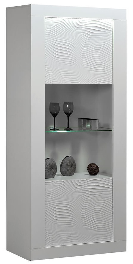 Vitrinekast Karma 190 cm hoog - Hoogglans wit