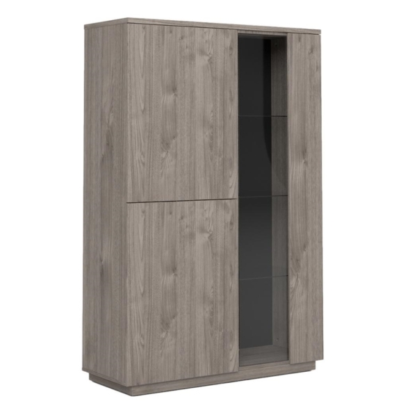 Vitrinekast Snapp 180 cm hoog grijs eiken