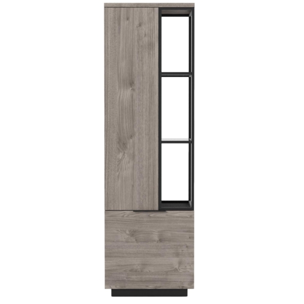 Vitrinekast Snapp small 180 cm hoog grijs eiken met antraciet