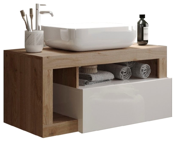 Vrijhangende wastafel hamburg 79 cm breed met waskom