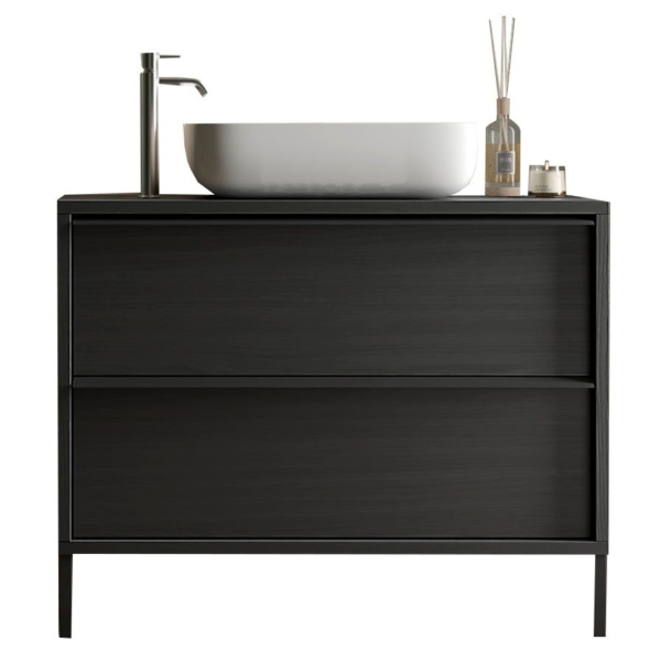 Wastafel STEEL 79 cm breed staand met waskom