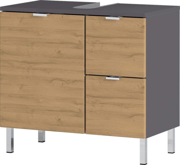 Wastafelonderkast Bruno M 60 cm breed in grandson eiken met grafiet