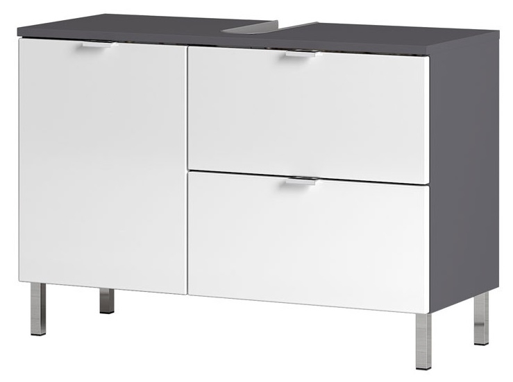 Wastafelonderkast Bruno L 80 cm breed in grafiet met wit