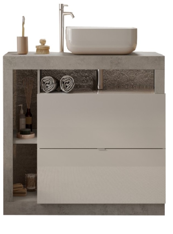 Wastafelonderkast Hamburg beton 79 cm breed met waskom