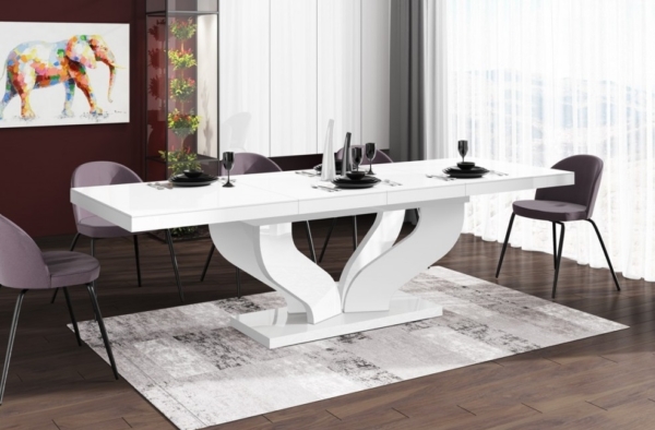 Uitschuifbare eettafel Viva 160 tot 256 cm breed in hoogglans wit