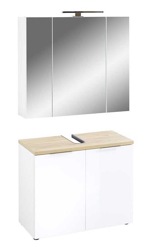 Badkamermeubelset Pescara 2 in wit met navarra eiken