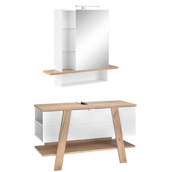 Badkamermeubelset Novolino 2 delig navarra eiken met wit