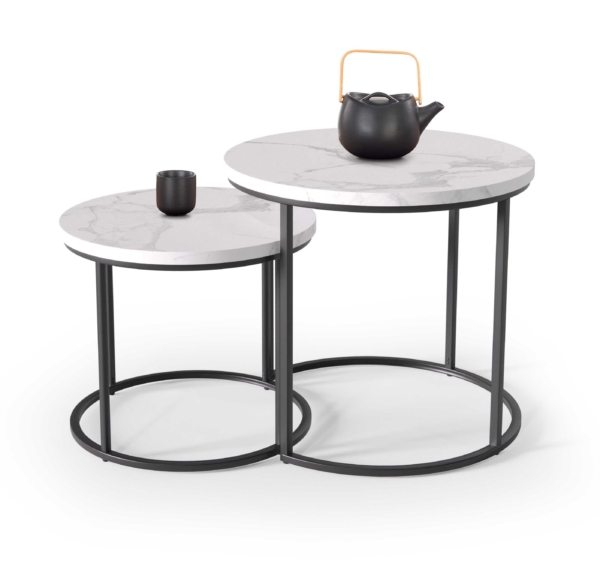 Bijzettafel Set Oreo Marmer wit