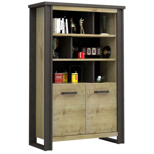 Boekenkast Baxter 180 cm hoog eiken met antraciet
