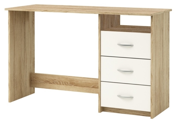 Bureau Aristote 123 cm breed in geborsteld eiken met wit
