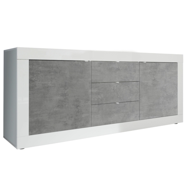 Dressoir Basic 210 cm breed wit met beton