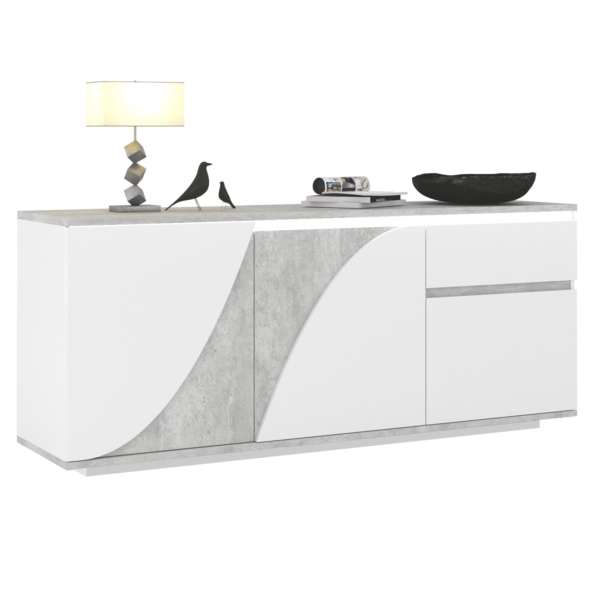 Dressoir Goya 200 cm breed hoogglans wit met grijs