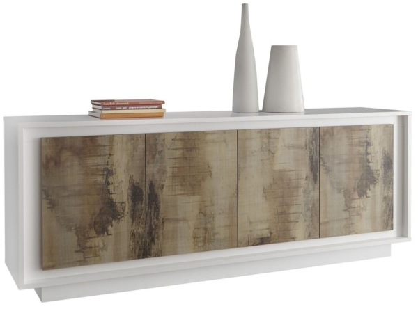 Dressoir SKY 207 cm breed - Wit met Eiken