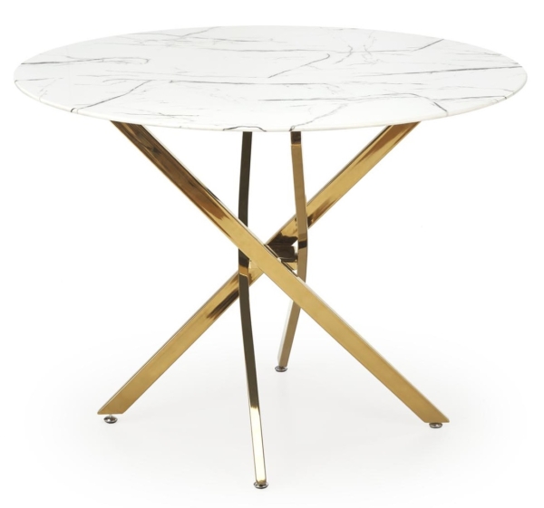 Glazen eettafel Raymond 100 cm breed marmer wit