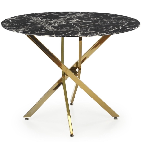 Glazen eettafel Raymond 100 cm breed marmer zwart
