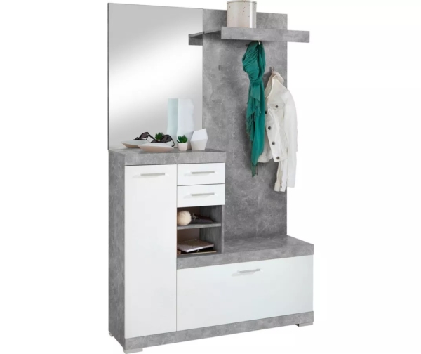 Halmeubelset Bristol 194 cm hoog in beton met wit