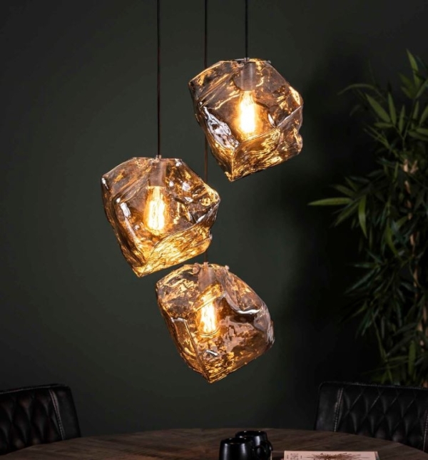 Hanglamp 3L rock chromed getrapt