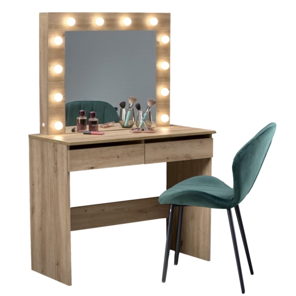 Kaptafel / Make-uptafel Charme bruin 94 cm breed met spiegel en led