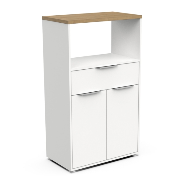 Keukenkast Acces 123 cm hoog wit met eiken