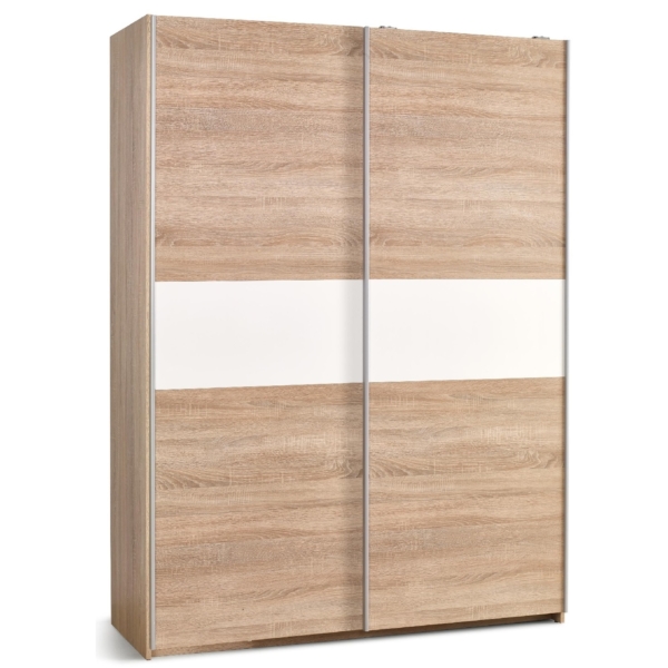 Kledingkast Lima 153 cm breed in sonoma eiken met hoogglans wit