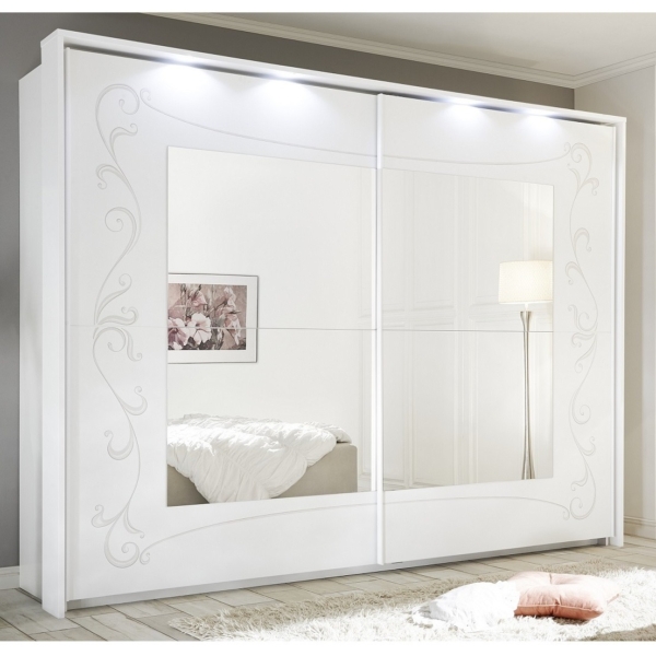 Kledingkast Soler 243 cm breed met schuifdeur in mat wit