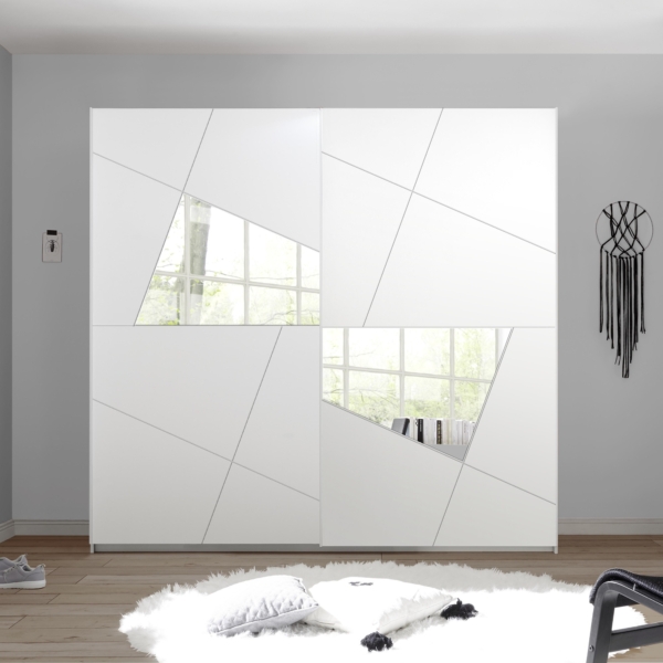 Kledingkast Vittoria 243 cm breed met schuifdeur in mat wit