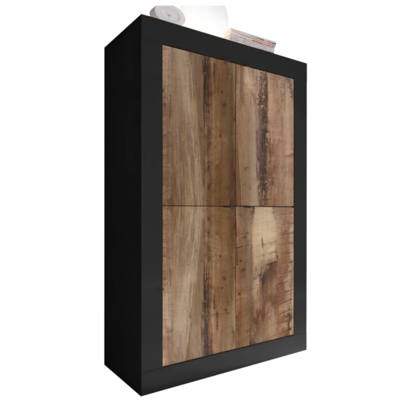 Opbergkast Basic 162 cm hoog zwart met eiken