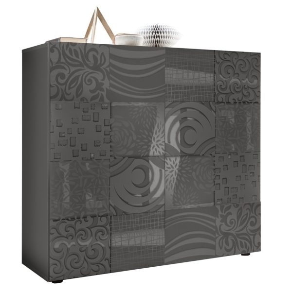 Opbergkast Miro 121 cm breed in hoogglans grijs