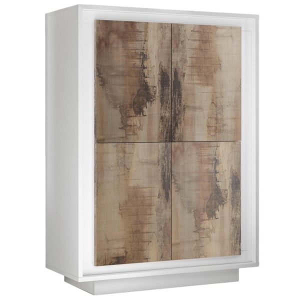 Opbergkast SKY 146 cm hoog - Wit met eiken