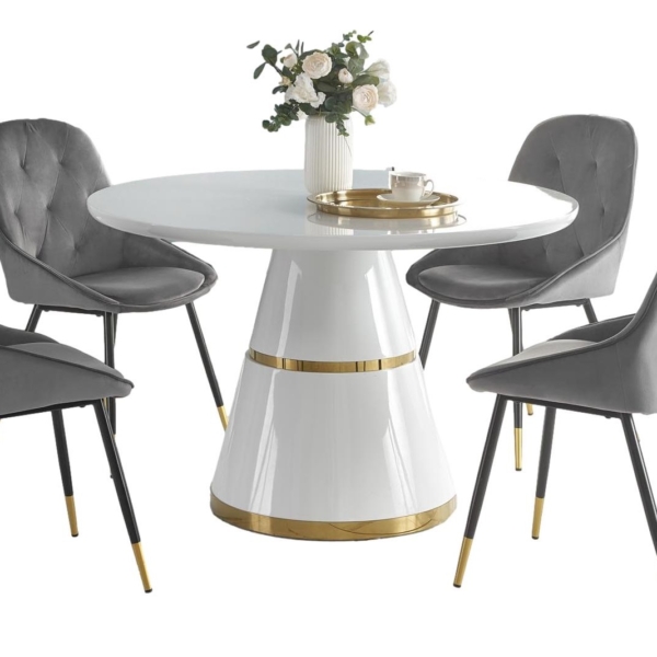 Ronde eettafel Vegas 120 cm hoogglans wit