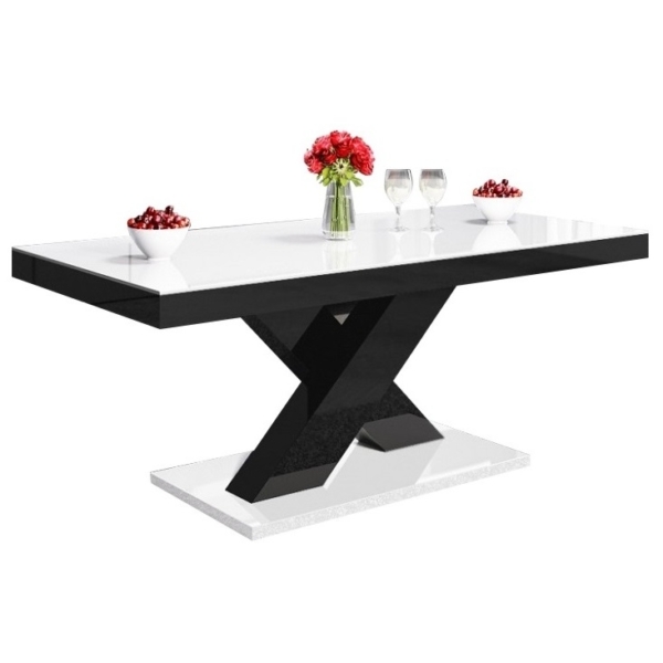Salontafel Xenon mini 120 cm breed - hoogglans wit met zwart
