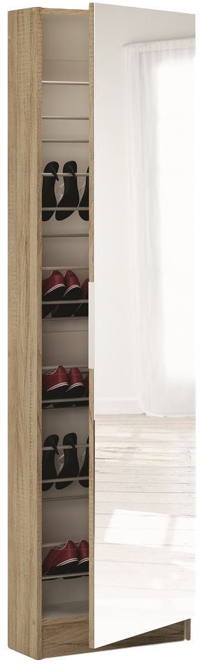 Schoenenkast Ibiza met spiegel brushed oak