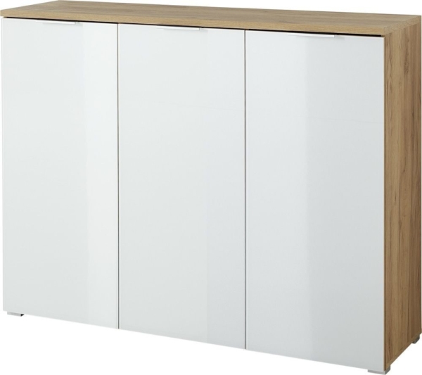 Schoenenkast Telde 134 cm breed - Navarra Eiken met wit